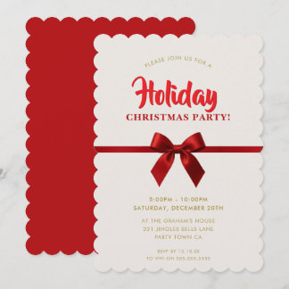 Cartes Pour Fêtes Annuelles FETE DE NOËL moderne élégant ruban rouge bow or