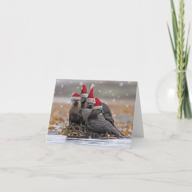 Cartes Pour Fêtes Annuelles Fête de Noël Otter (Devant)