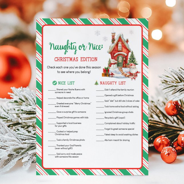 Cartes Pour Fêtes Annuelles Fête de Noël Party Jeu Méchant ou Gentil (Christmas Party Games)