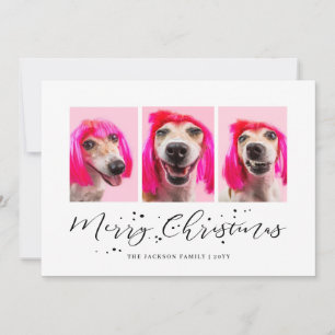Cartes Pour Fêtes Annuelles Fête de Noël personnalisée avec 3 photos d'animaux