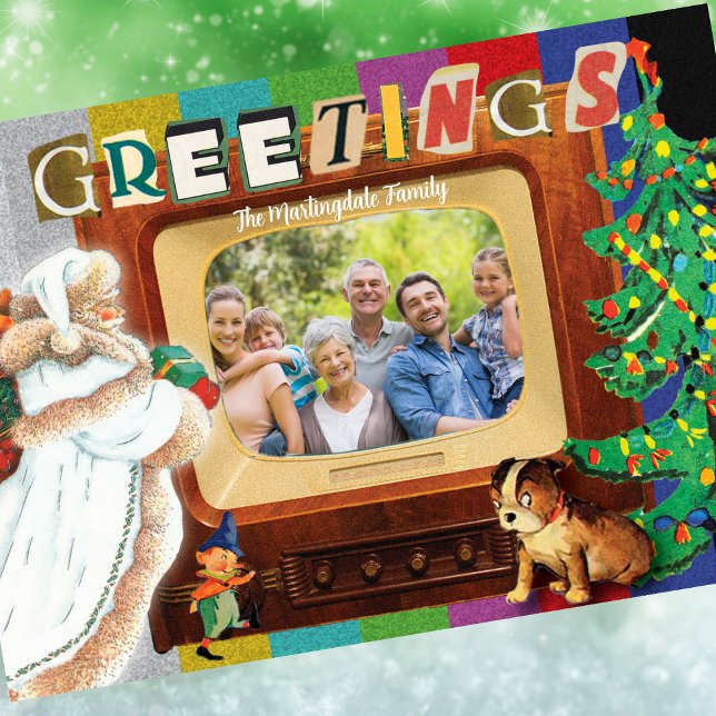 Cartes Pour Fêtes Annuelles Fête de Noël Retro Modern (Holiday Greeting Card - Retro Modern Photo )