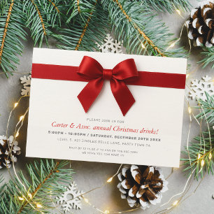 Cartes Pour Fêtes Annuelles FÊTE DE NOËL ruban rouge élégant moderne noeud pap