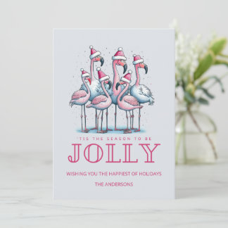 Cartes Pour Fêtes Annuelles Fête de Noël Tropicale Flamant Rose Plage de Flori