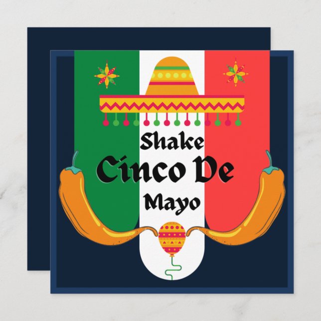 Cartes Pour Fêtes Annuelles Fête de Shake Shake Shake Cinco De Mayo  (Devant / Derrière)