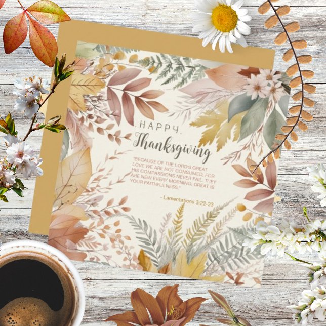 Cartes Pour Fêtes Annuelles Fête de Thanksgiving Florale Pastel Aquarelle Rust (Créateur téléchargé)
