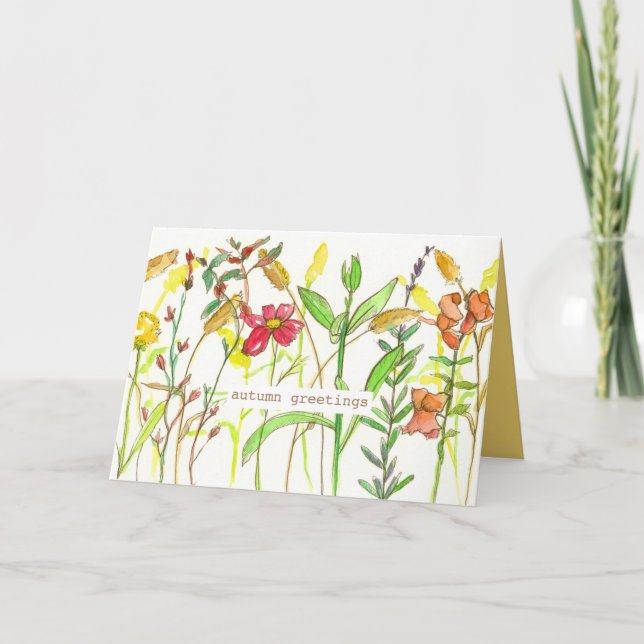 Cartes Pour Fêtes Annuelles Fête de Thanksgiving Saison Automne Fleurs Sauvage (Devant)