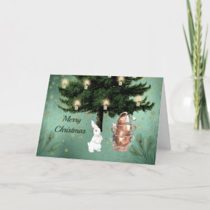 Cartes Pour Fêtes Annuelles Fête de thé vintage blanc lapin Noël