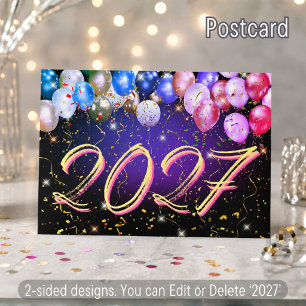 Cartes Pour Fêtes Annuelles Fête des Ballons Colorés Confettis Joyeux Nouvel A