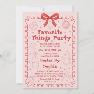 Cartes Pour Fêtes Annuelles Fête des Choses Préférées Ruban Rouge Rose Noël
