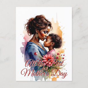 Cartes Pour Fêtes Annuelles Fête des mères Aquarelle africaine Amour Art
