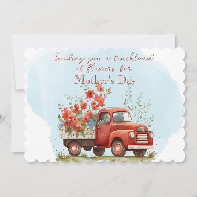 Cartes Pour Fêtes Annuelles Fête des Mères Camion de Fleurs (Devant)