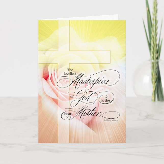 Cartes Pour Fêtes Annuelles Fête des mères chrétiennes Rose rose et croix (Devant)