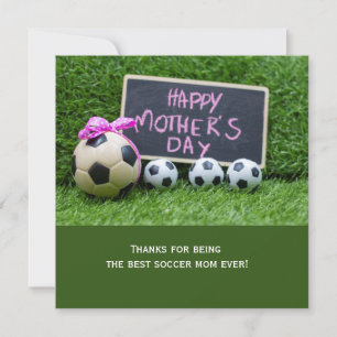 Cartes Pour Fêtes Annuelles Fête des mères de football avec ballon sur gazon p