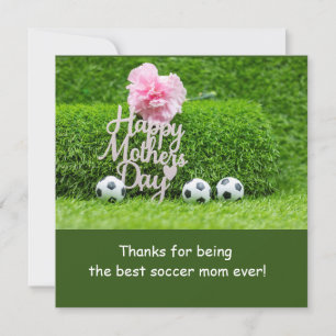 Cartes Pour Fêtes Annuelles Fête des Mères de football avec fleur d'oeillet ro