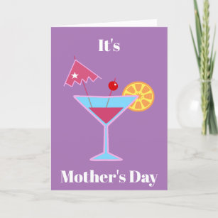 Cartes Pour Fêtes Annuelles Fête des mères Drôle Détendez-vous Martini Cocktai