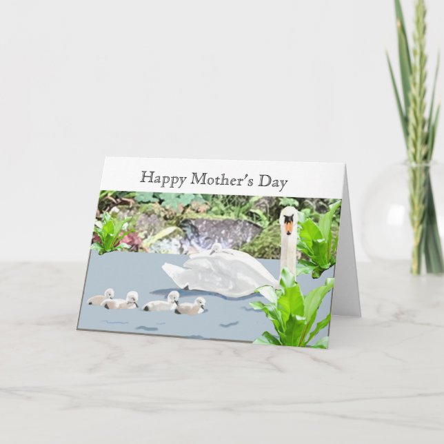 Cartes Pour Fêtes Annuelles Fête des mères du cygne et des cygnets (Devant)