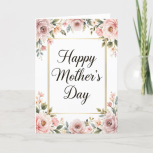 Cartes Pour Fêtes Annuelles Fête des Mères Élégante et Joyeuse Fleurs Rose Ten