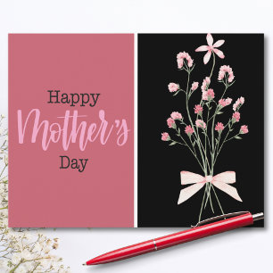 Cartes Pour Fêtes Annuelles Fête des Mères Florale Noire et Noire