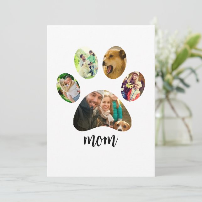 Cartes Pour Fêtes Annuelles Fête des mères Maman chien | 5 empreintes de patte (Debout devant)