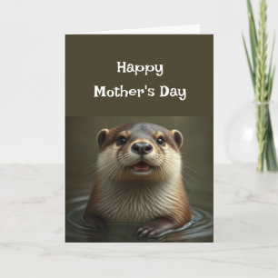 Cartes Pour Fêtes Annuelles Fête des mères Maman Pun Otter Animal Humour Amusa