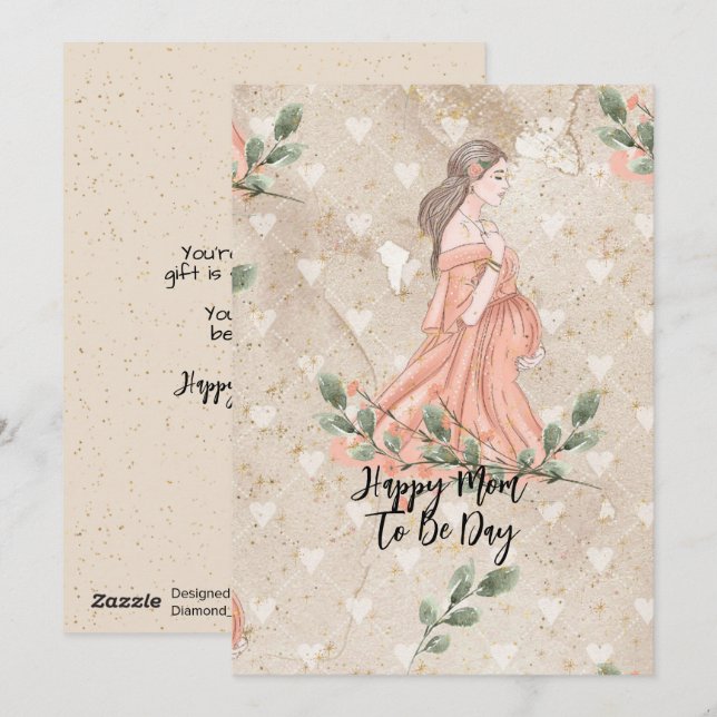 Cartes Pour Fêtes Annuelles Fête des mères Maman-to-be Tan (Devant / Derrière)