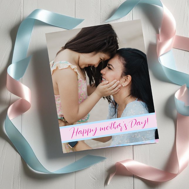 Cartes Pour Fêtes Annuelles Fête des mères Pastel moderne avec pinceau Photo P (Modern Pastel Mother’s Day with Photo Pastel Brush Holiday Card)