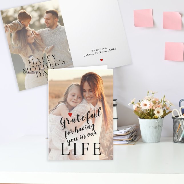Cartes Pour Fêtes Annuelles Fête des mères personnalisées 2 photos et texte (Créateur téléchargé)