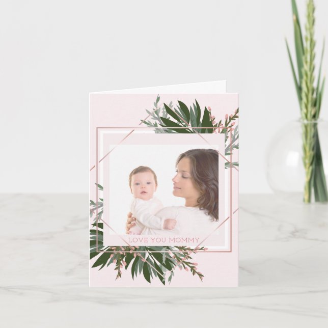 Cartes Pour Fêtes Annuelles Fête des Mères Rose Gold Floral Photo personnalisé (Devant)