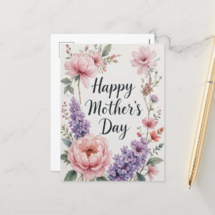 Cartes Pour Fêtes Annuelles Fête des mères Rose vintage et Lavender Conception
