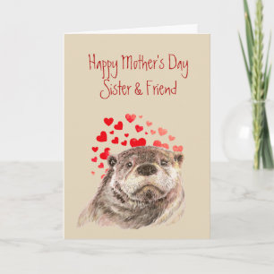 Cartes Pour Fêtes Annuelles Fête des mères soeur Amour mon coeur Loutre mignon