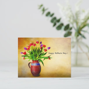Cartes Pour Fêtes Annuelles Fête des mères Vase Vintage et fleurs