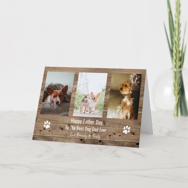 Cartes Pour Fêtes Annuelles Fête des Père Meilleur Chien Papa Jamais Photo (Devant)