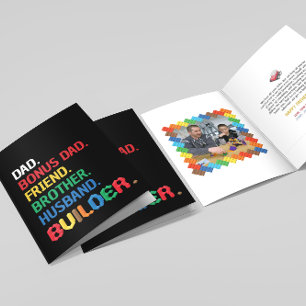 Cartes Pour Fêtes Annuelles Fête des pères Bonus Papa, Stepdad, Brick Builder