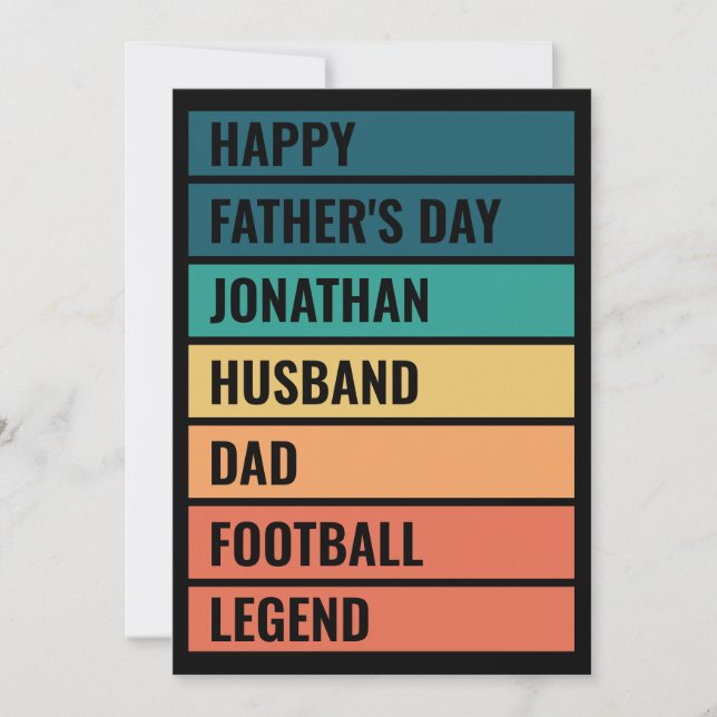 Cartes Pour Fêtes Annuelles Fête des pères d'amoureux de football rétro texte  (Devant)