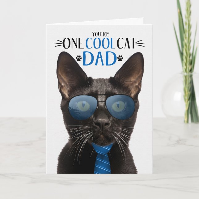 Cartes Pour Fêtes Annuelles Fête des pères de chat Bombay Noir Un chat Cool (Devant)