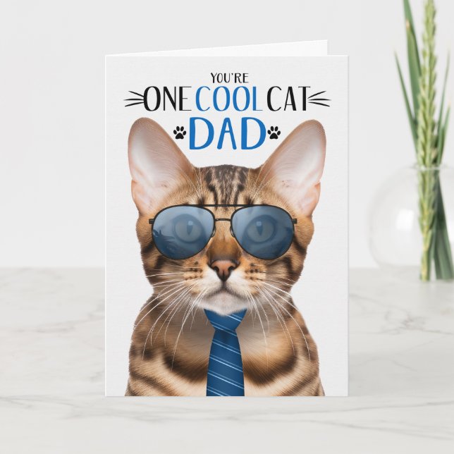 Cartes Pour Fêtes Annuelles Fête des pères de chat du Bengale Un chat Cool (Devant)