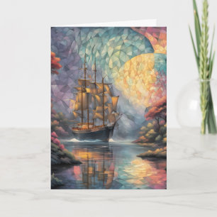 Cartes Pour Fêtes Annuelles Fête des pères de voile et de Pleine lune polygona