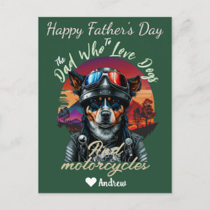 Cartes Pour Fêtes Annuelles fête des pères, papa chien, motos, simple moderne