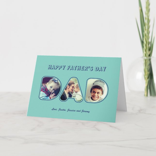 Cartes Pour Fêtes Annuelles Fête des pères personnalisée Alphabet photo Lettre (Devant)