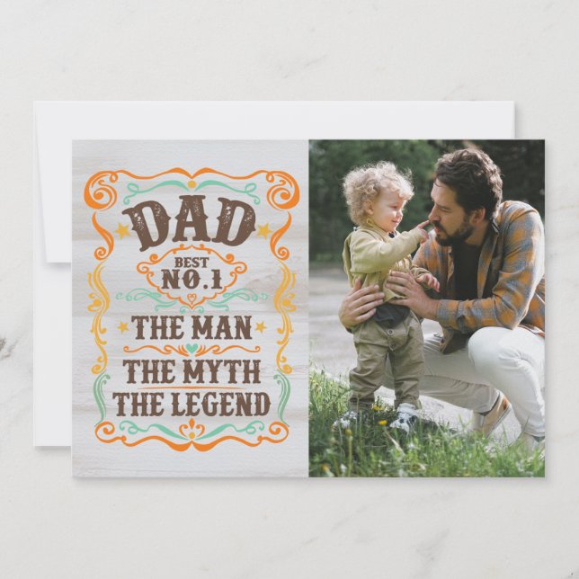 Cartes Pour Fêtes Annuelles Fête des Pères Photo L'Homme La Légende (Devant)