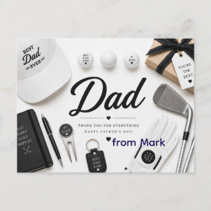 Cartes Pour Fêtes Annuelles Fête des Pères pour golfer Papa en vert avec amour