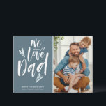 Cartes Pour Fêtes Annuelles Fête des pères We Love Papa Photo<br><div class="desc">Carte de fête des pères pour papa dans un design vert turquoise "We love Dad". Ajoutez votre photo et vos noms.</div>