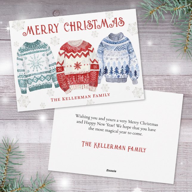 Cartes Pour Fêtes Annuelles Fête des Pulls Laids de Noël (Festive Ugly Sweater Merry Christmas Holiday Card)