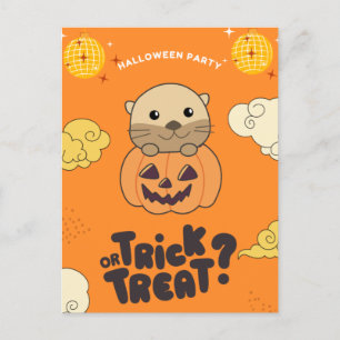 Cartes Pour Fêtes Annuelles Fête d'Halloween Farce ou Friandise Loutre Citroui