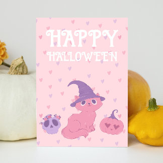 Cartes Pour Fêtes Annuelles Fête d'Halloween rose mignonne 