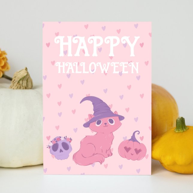 Cartes Pour Fêtes Annuelles Fête d'Halloween rose mignonne  (Créateur téléchargé)