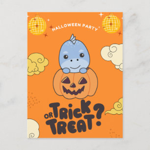 Cartes Pour Fêtes Annuelles Fête d'Halloween Tour ou Friandise Dino Citrouille