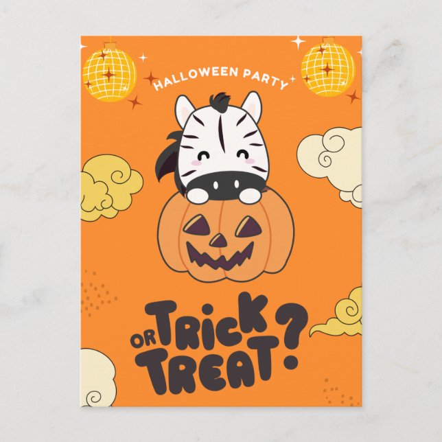 Cartes Pour Fêtes Annuelles Fête d'Halloween Tour ou Friandise Zèbre Citrouill (Devant)