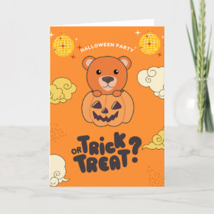 Cartes Pour Fêtes Annuelles Fête d'Halloween Tour ou Trait Ours Citrouille Vac