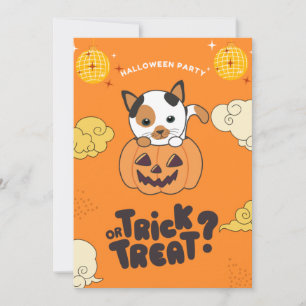 Cartes Pour Fêtes Annuelles Fête d'Halloween Trick Or Treat Chat Citrouille Va